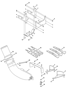 Chute And Mounting 50 And 54 Inch (Xt3 And 2000 Series, Stamped Deck) Diagram and Parts List for 19A40007100 50-54-Inch Cub Cadet Lawn Tractor